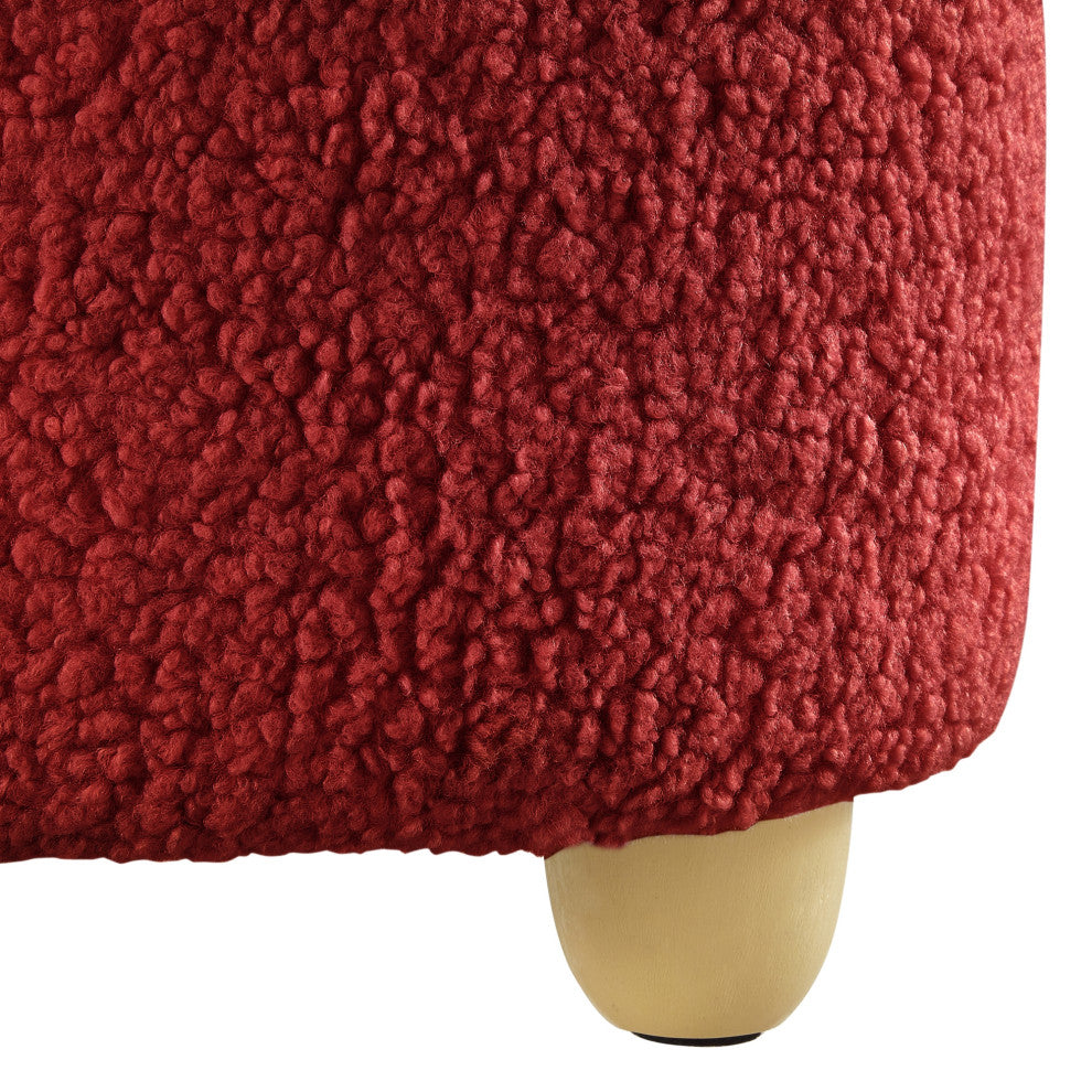 Rustic Manor Elouise Ottoman, Upholstered, Sherpa, Red