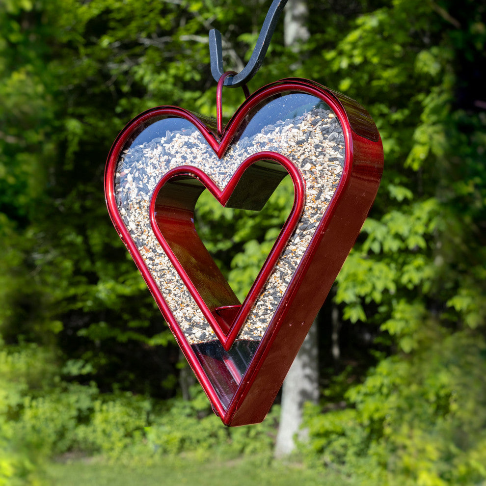 Heart Fly-Thru Bird Feeder Ruby Red Finish by Good Directions