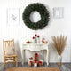 4' Large Flocked Faux Xmas Wreath W/Pinecones, Berry, Lights & Bendable Branches