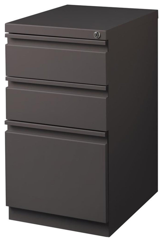 Scranton & Co 20" 3-Drawer Modern Metal Mobile Pedestal File Cabinet in Espresso