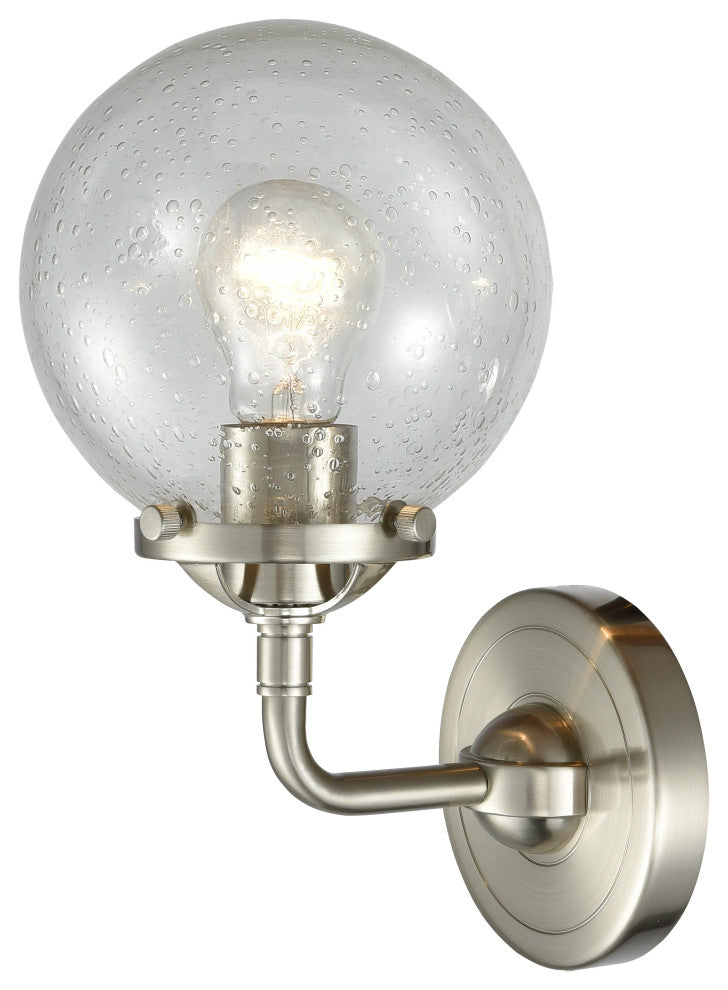 1-Light Beacon 6" Sconce, Brushed Satin Nickel, Glass: Seedy