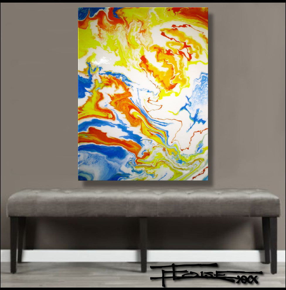 Modern Abstract Resin Coated Limited Edition Canvas Painting 48 x 36  ELOISExxx