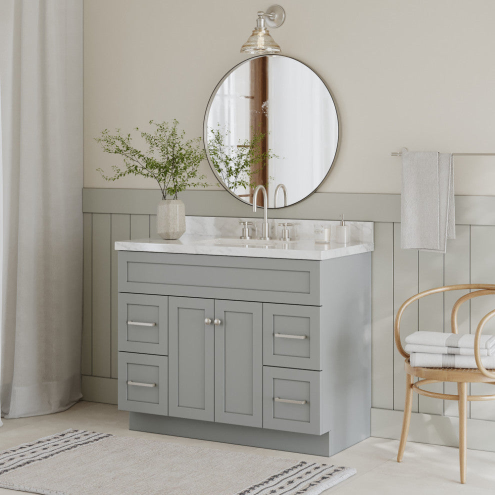 Ariel Hamlet 43" Rectangle Sink Bath Vanity, 1.5" Carrara Marble