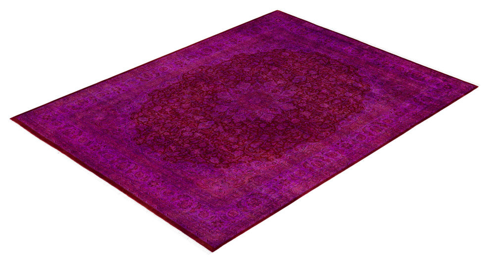 Overdyed One-of-a-Kind Hand-Knotted Area Rug Purple, 8' 1" x 10' 7"