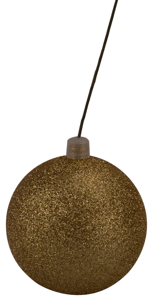 100Mm 4" Gold Glitter Ball Ornament With Wire