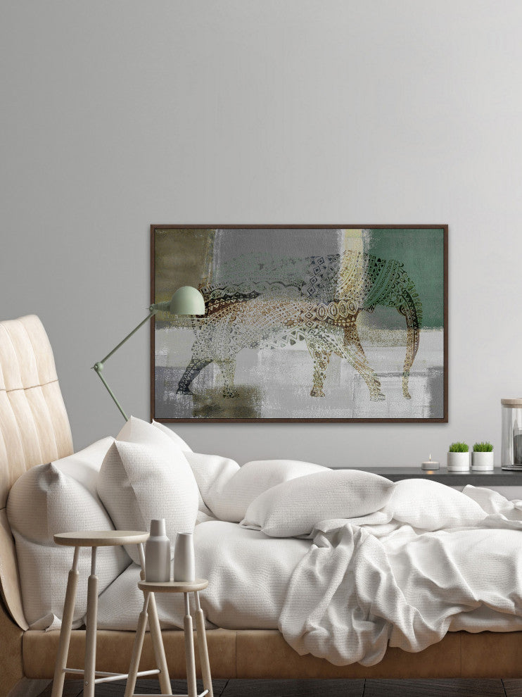 "Decorative Elephant" Floater Framed Painting Print on Canvas, 60"x40"