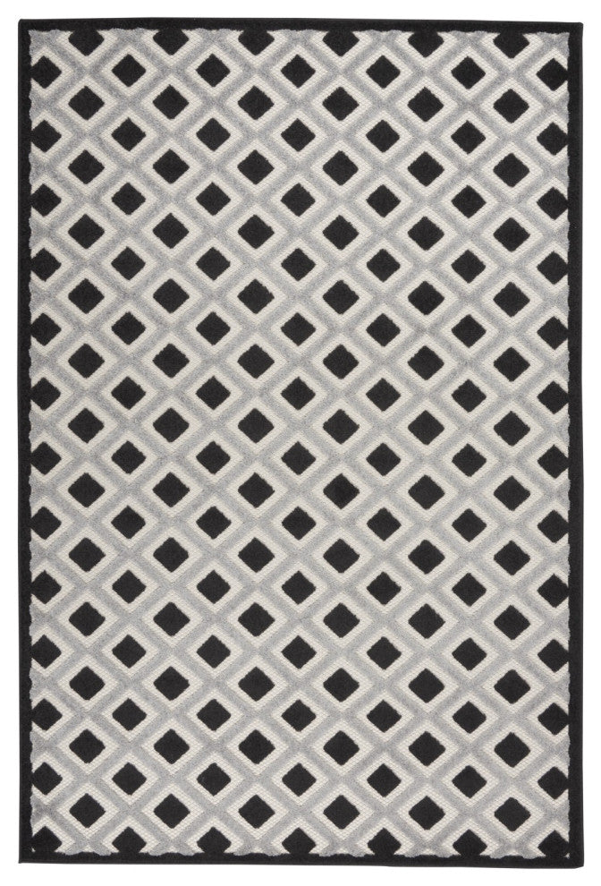 6 x 9 Black White Gray Indoor Outdoor Area Rug