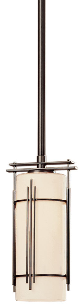 Paralline Mini Pendant, Dark Smoke Finish, Opal Glass