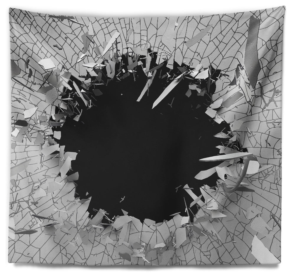 Abstract Broken Wall 3D Design Abstract Wall Tapestry, 39"x32"
