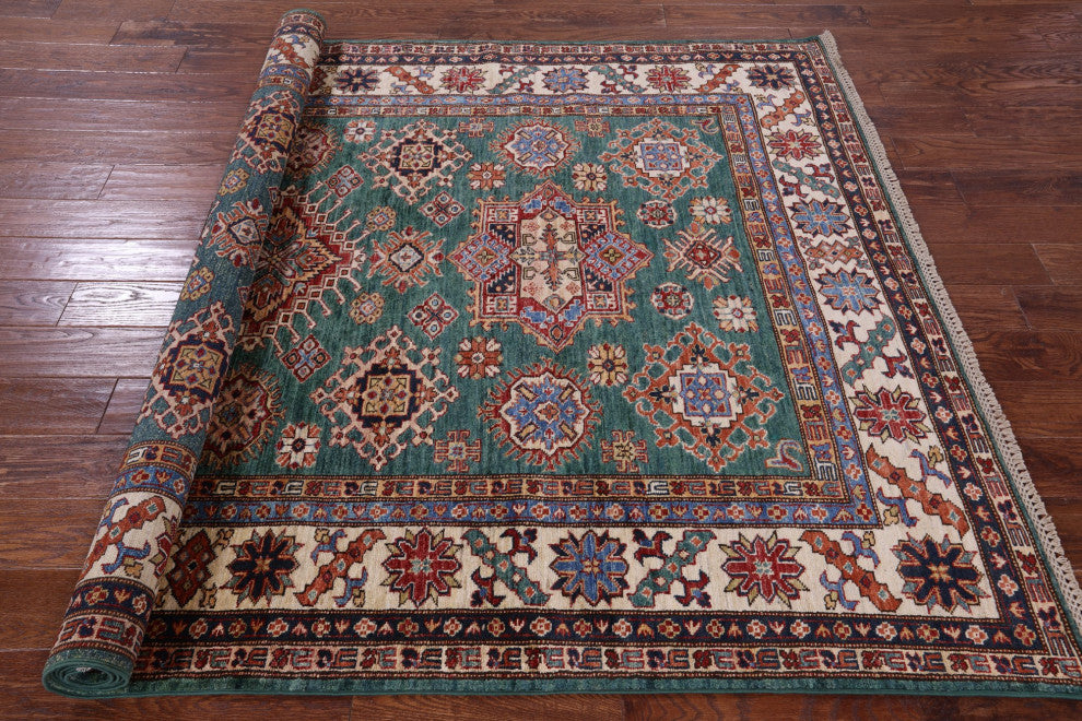 Super Kazak Hand-Knotted Wool Rug 5' 10" X 8' 9" - Q12940