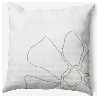 Petal Lines Decorative Throw Pillow, Green/White, 18x18"