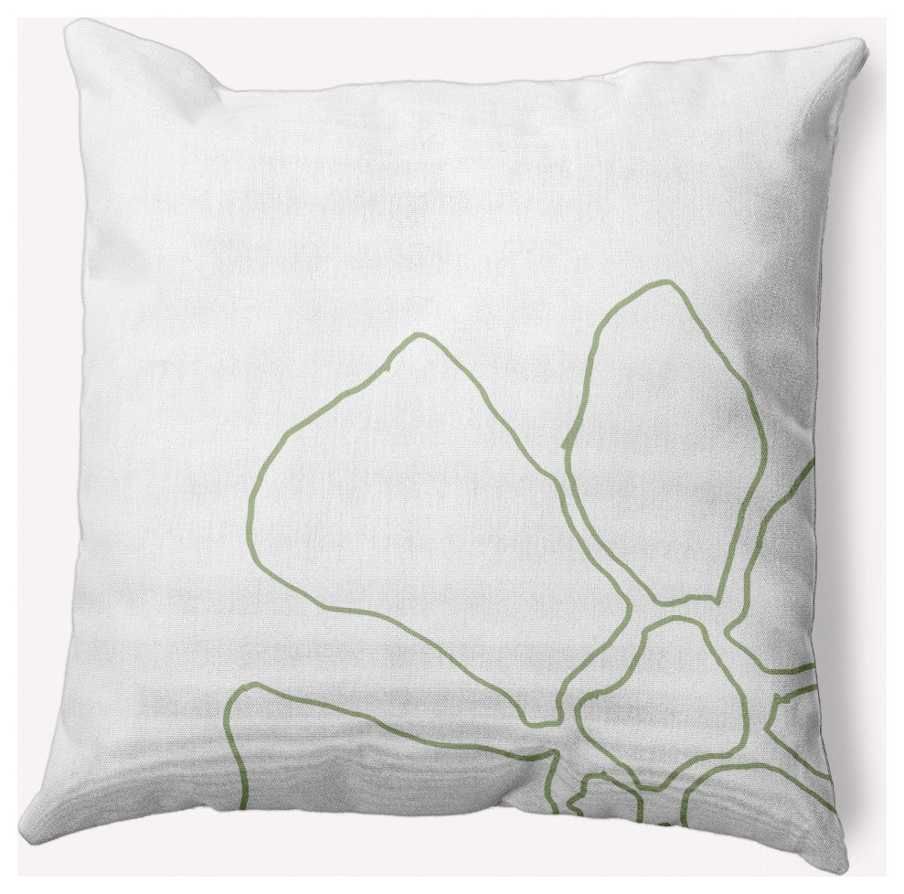 Petal Lines Decorative Throw Pillow, Green/White, 18x18"