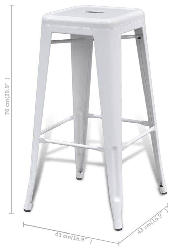 vidaXL Bar Stools 4 pcs White Steel