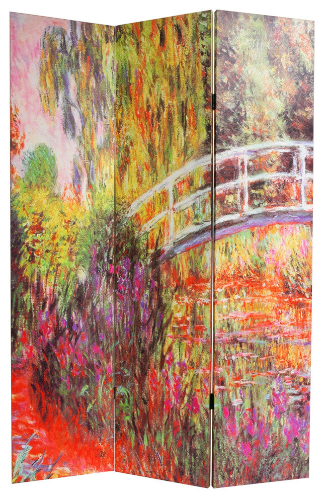6'' Tall Double Sided Works of Monet Canvas Room Divider
