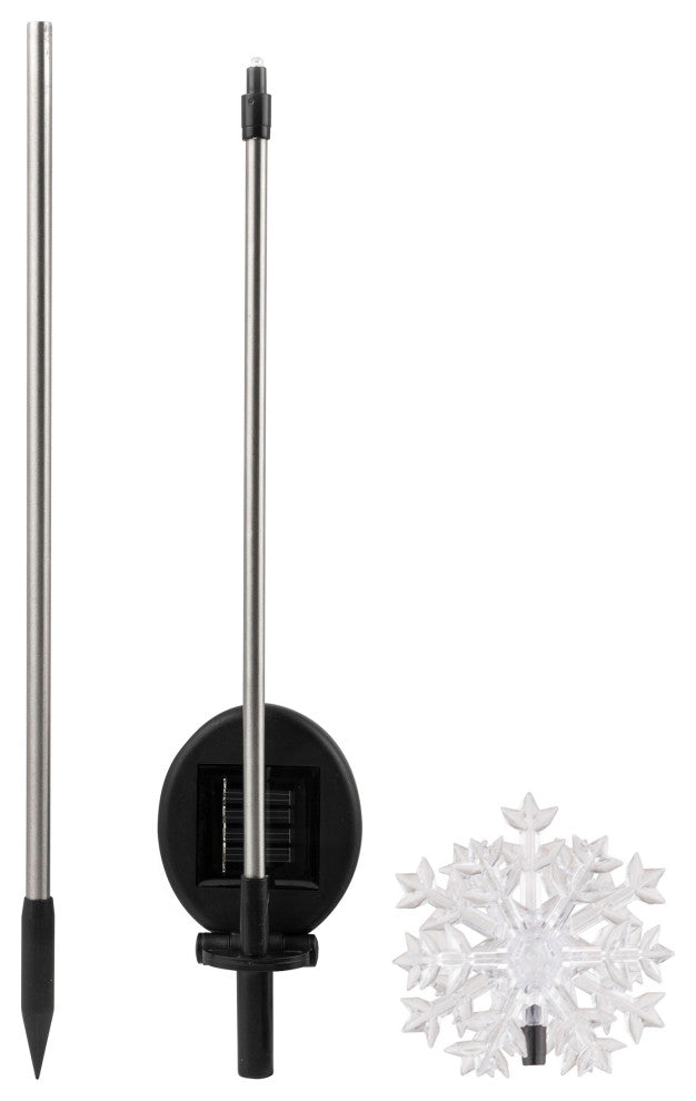 33"H Outdoor Solar 3D Snowflake Garden Lawn Stakes with LED Lights (Set of 2)