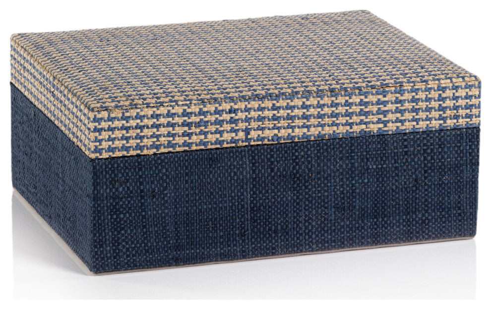 Trani Houndstooth Raffia Decorative Box