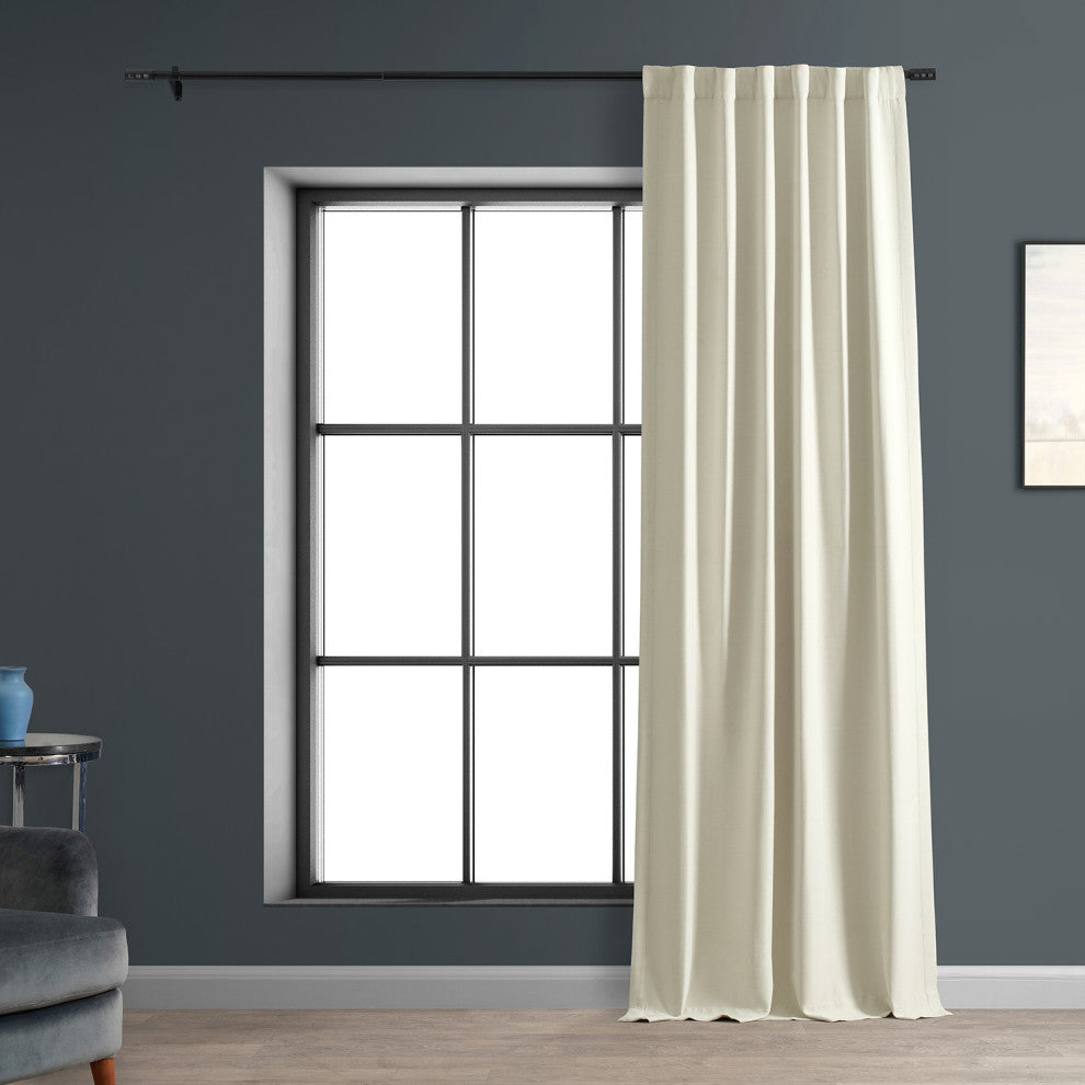 Cottage White Bellino Blackout Room Darkening Curtain Single Panel, 50"x108"