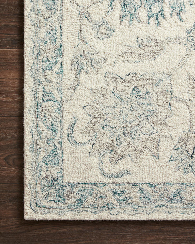 Loloi Norabel Ivory/Blue 1'-6" x 1'-6" Sample Swatch