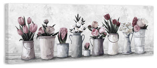 "Fresh Pink Tulips" Painting Print on Wrapped Canvas