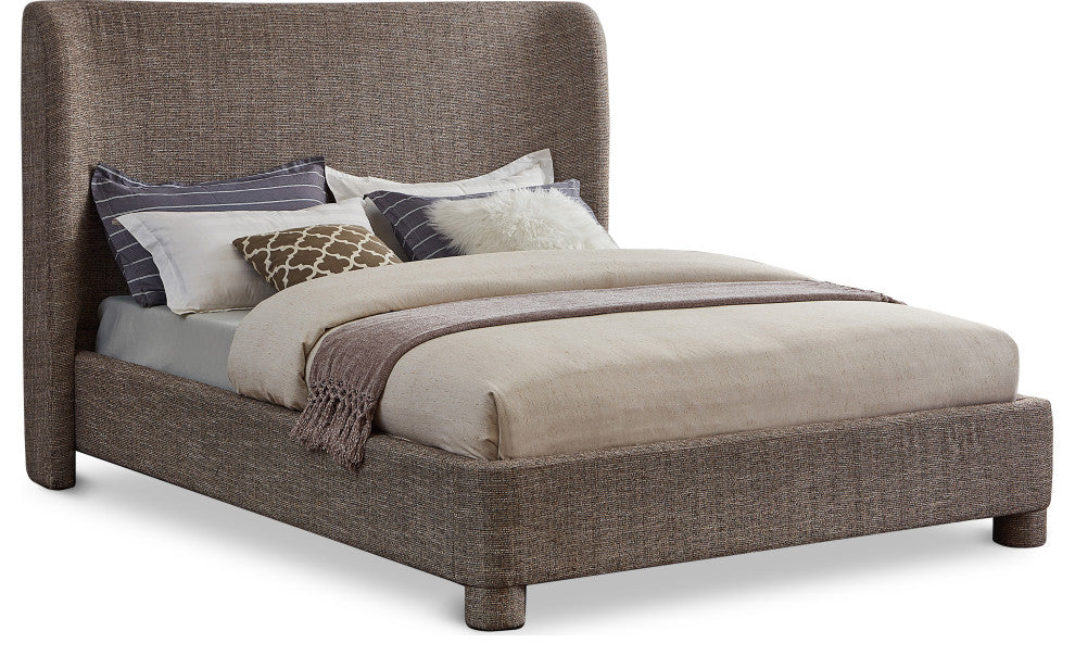 Penny Bed, Brown, King, Linen Textured Fabric