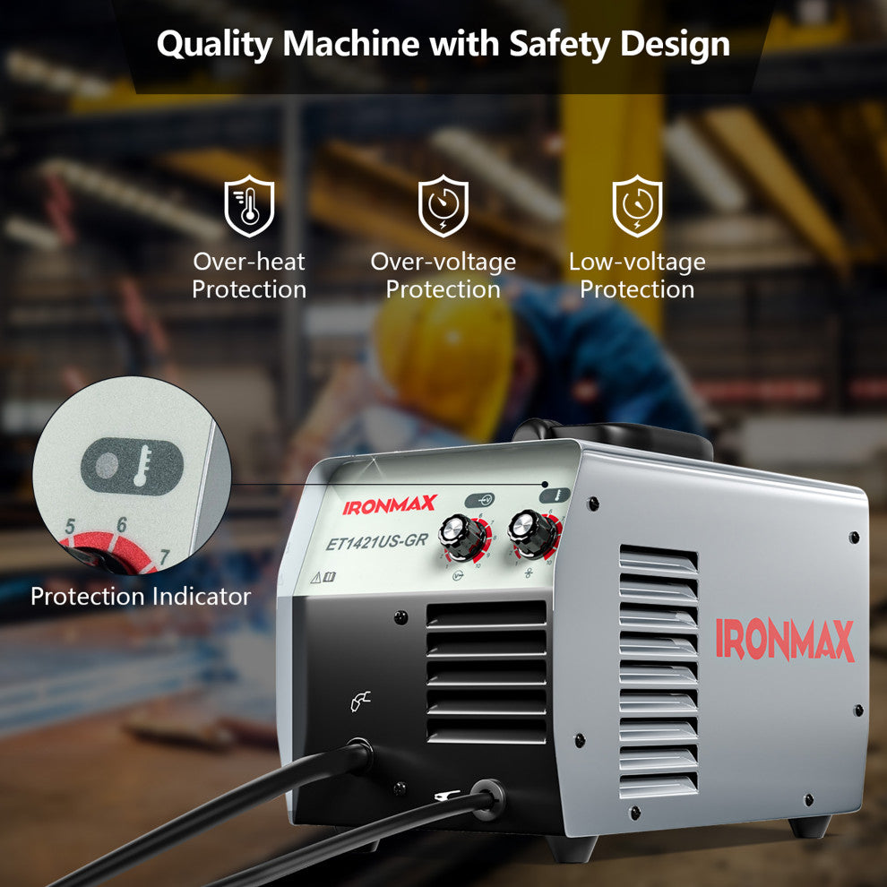 MIG Welder Gasless Flux Core Welding Machine120V IGBT w/Welding Gun&Earth Clamp