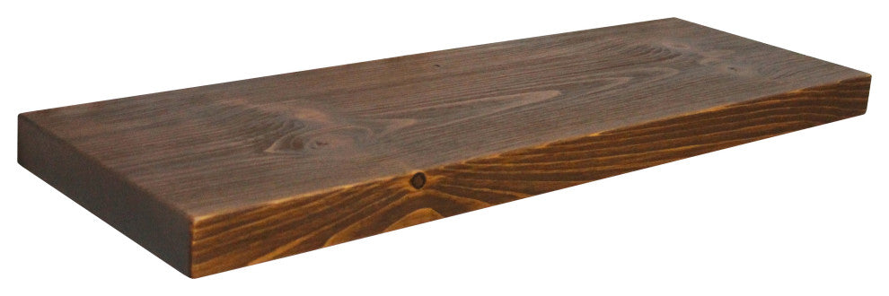 2"x12" Deep Rustic Floating Shelf, Easy Hang Mounting Included, Medium Brown, 48