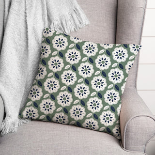 Green Navy Mod Pattern 18x18 Indoor/Outdoor Pillow