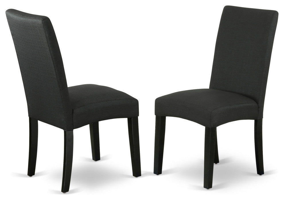 5Pc Dining Set, 4 Parson Chairs, Butterfly Leaf Dining Table, Black