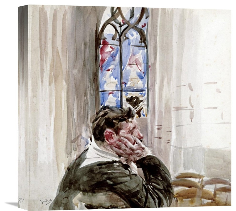 "Portrait of a Man In Church" Canvas Giclee by Giovanni Boldini, 16"x16"