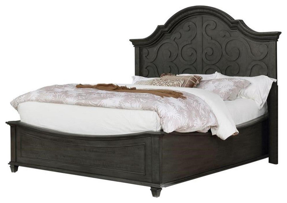 Rustic Gray Wood Eastern King Panel Bed