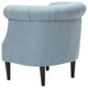 Leila Petite Tufted Fabric Chair and Ottoman Set, Light Blue, Dark Brown