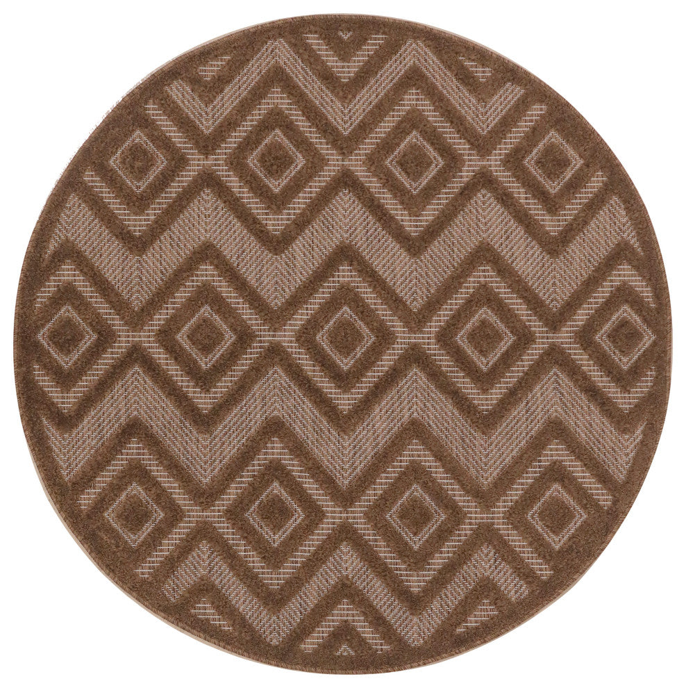 Nourison Versatile 4' x Round Brown Modern Rug