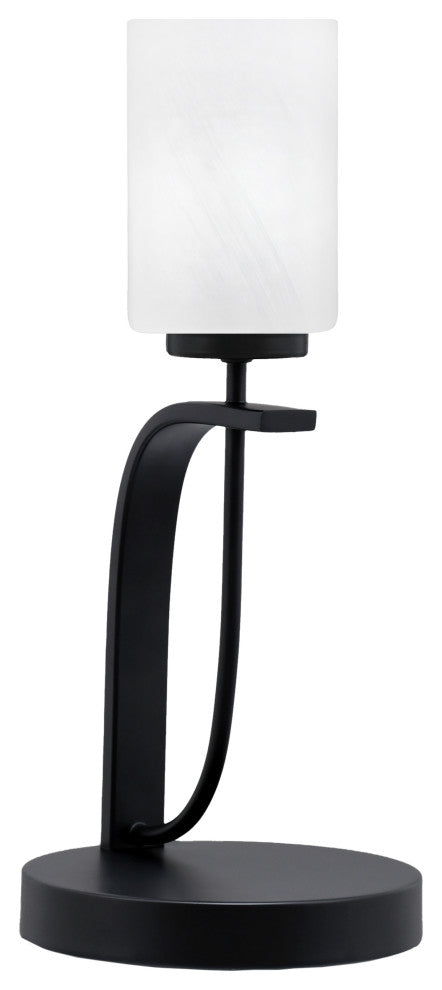 Cavella 1 Light Accent Lamp, Matte Black Finish, 4" White Marble Glass