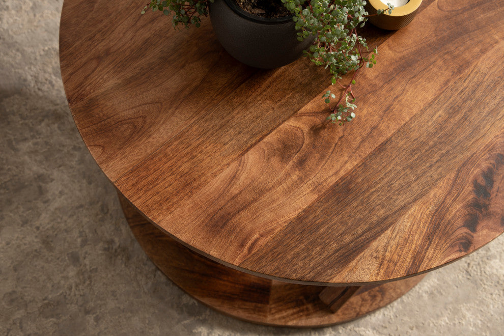 Aja Wood Coffee Table, Walnut Brown, 16x16x26
