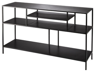 Element Shelved Console Table, Black Iron