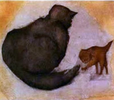 Sir Edward Burne-Jones Cat and Kitten, 20"x25" Gallery Wrapped Canvas Print