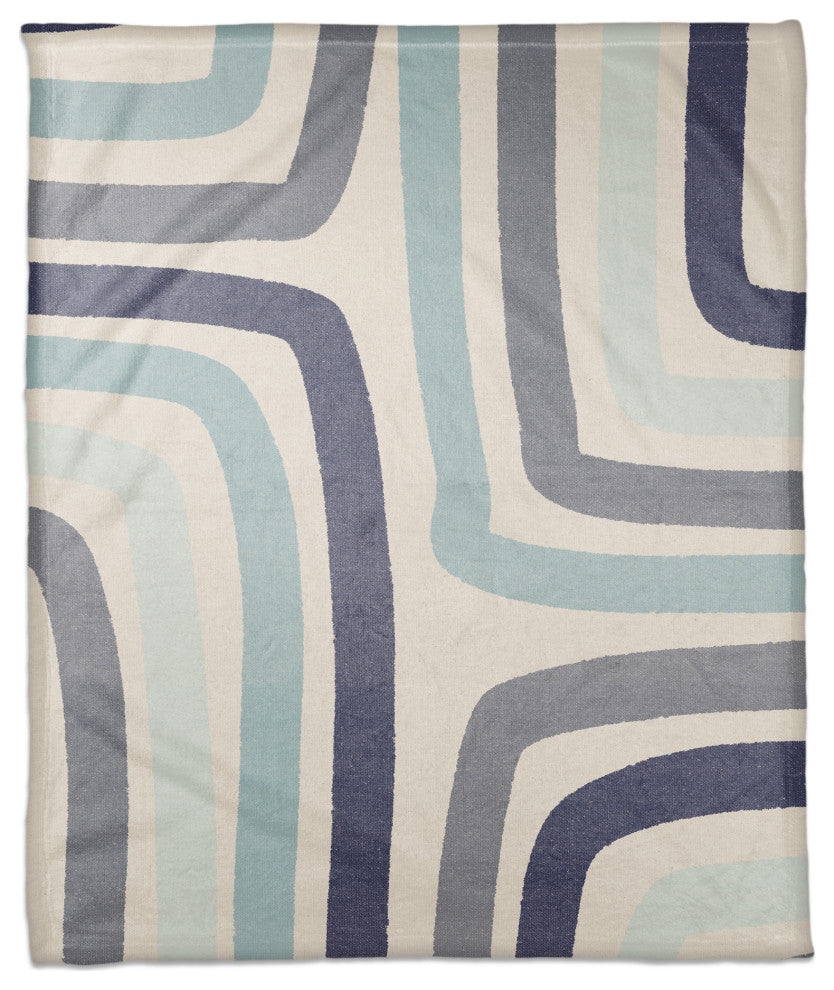 Abstract Blue Stripes 50x60 Coral Fleece Blanket