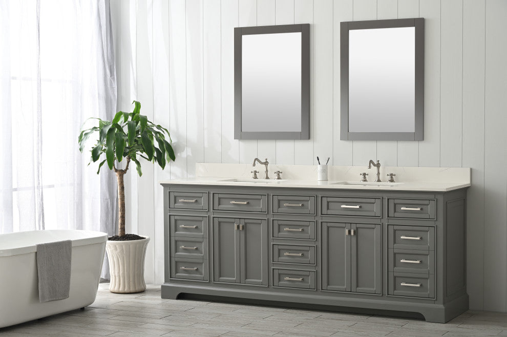 Milano 84" Gray Double Rectangular Sink Vanity