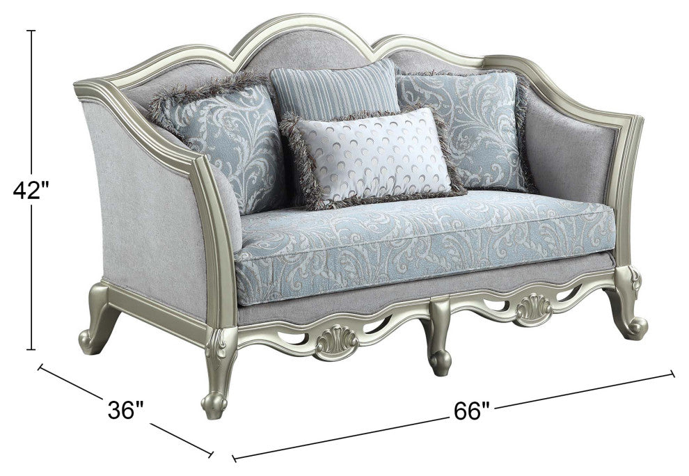 Linen Upholstery Loveseat, Light Gray