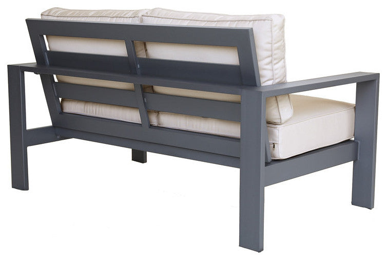 Finley Loveseat With Cushion, Powdered Pewter/Cast Silver