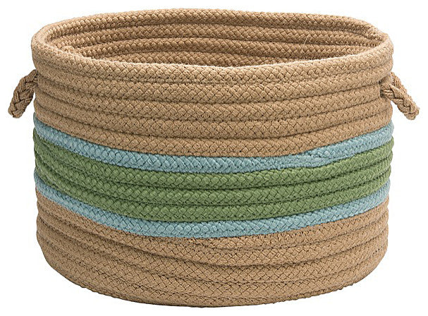 Colonial Mills Basket Garden Banded Round Basket Moss/ Federal Blue Round