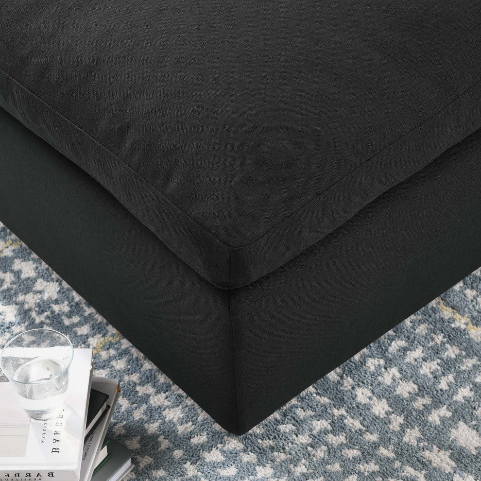Ottoman Accent Chair, Black, Fabric, Modern, Lounge Cafe Hotel Hospitality