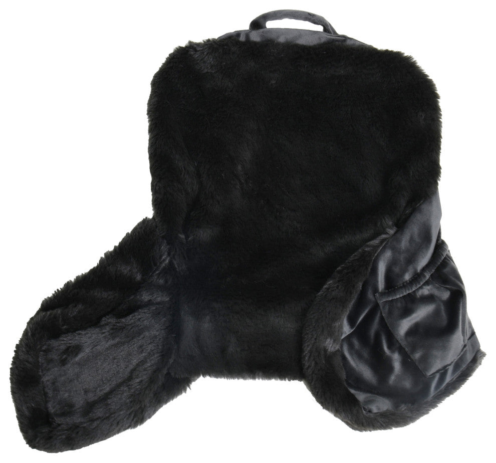 Faux Fur Bedrest Shell, Black, 20"x18" X17"