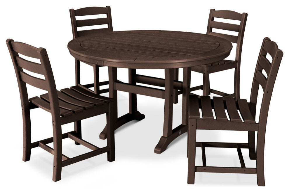 POLYWOOD 5-Piece La Casa Side Chair Dining Set, Mahogany
