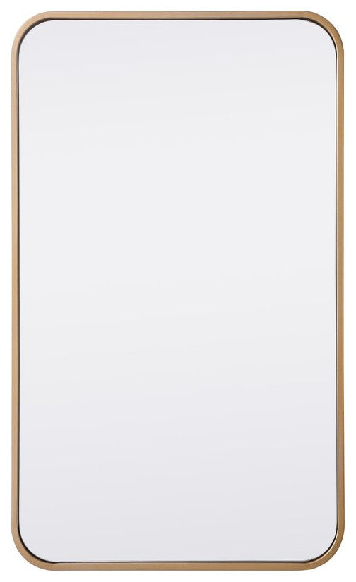 Ellis Soft Corner Metal Rectangular Mirror, Brass, 18"x30"