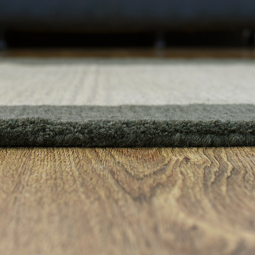 HAND TUFTED WOOL ECO-FRIENDLY AREA RUGS-Green Color, Contemporary Design