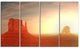 Monument Valley Utah Usa, Landscape Canvas Art Print, 48"x28", 4 Panels