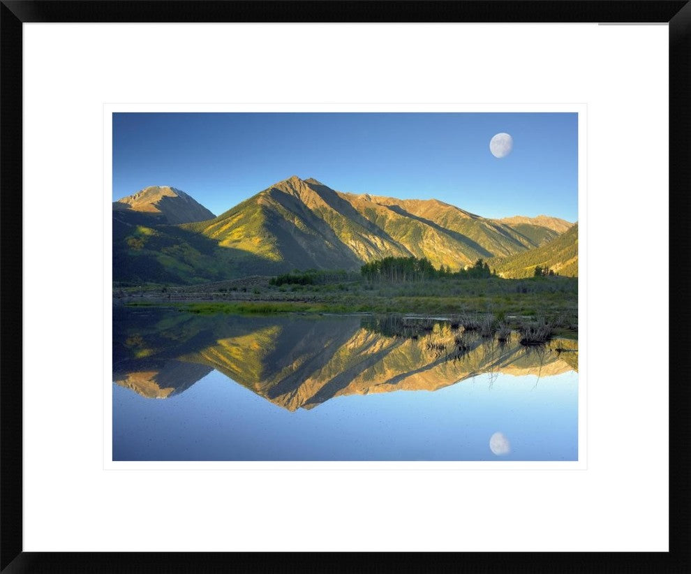 "Moon and Twin Peaks reflected in lake, Colorado"  by Tim Fitzharris, 24x20"
