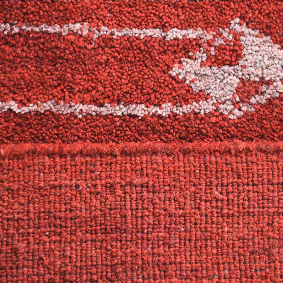 HAND KNOTTED LOOM SILK AREA RUGS-8'x11',Rectangle,Light Red Beige,Contemporary
