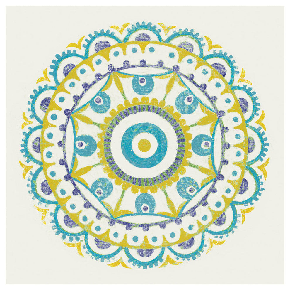 "Lakai Circle VI Blue and Yellow" Paper Print by Kathrine Lovell, 26"x26"